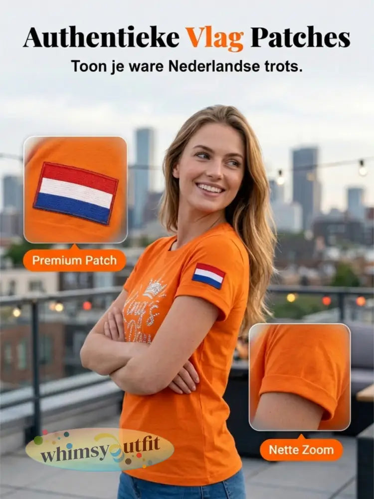 Dames Vintage Nederlandse Koningsdag Art Casual T-shirt