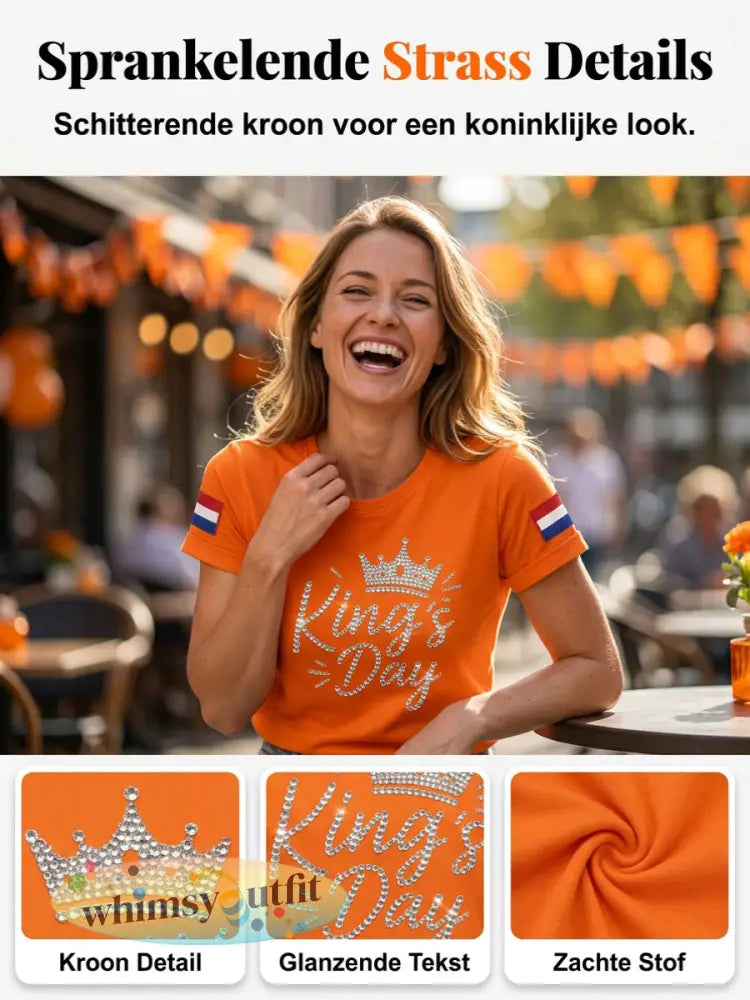 Dames Vintage Nederlandse Koningsdag Art Casual T-shirt