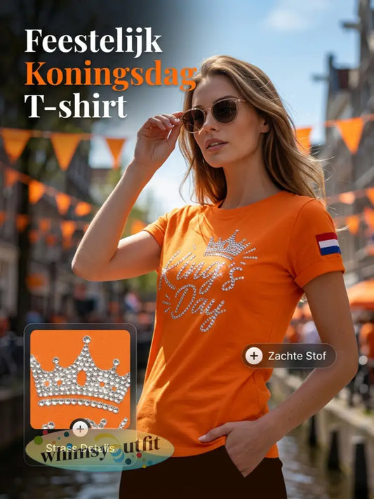 Dames Vintage Nederlandse Koningsdag Art Casual T-shirt
