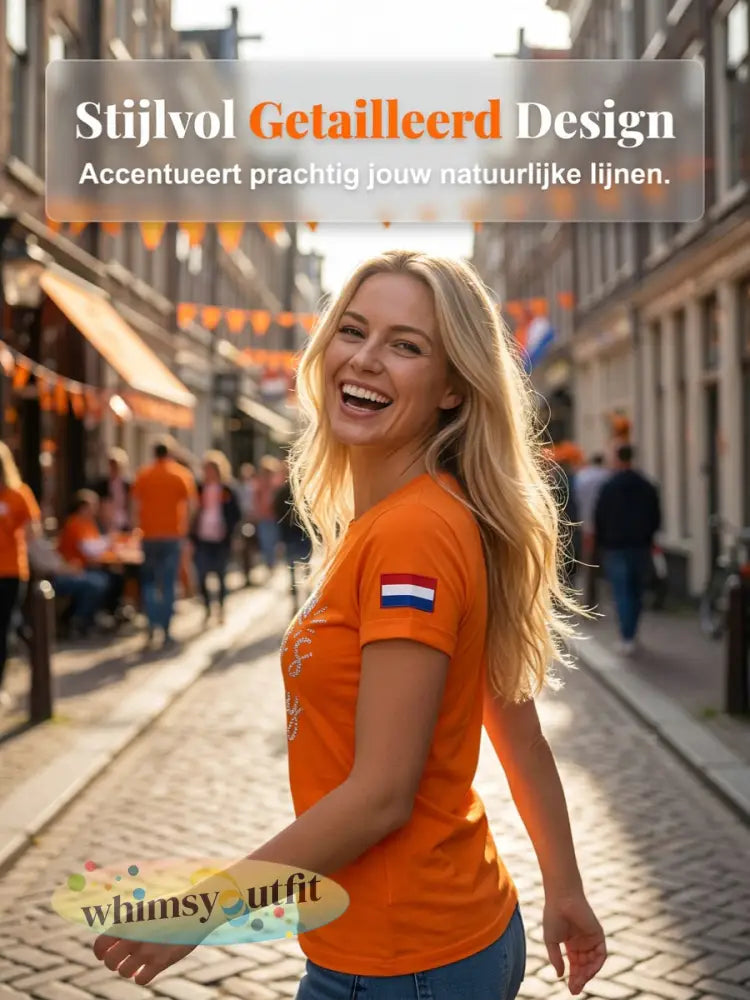 Dames Vintage Nederlandse Koningsdag Art Casual T-shirt