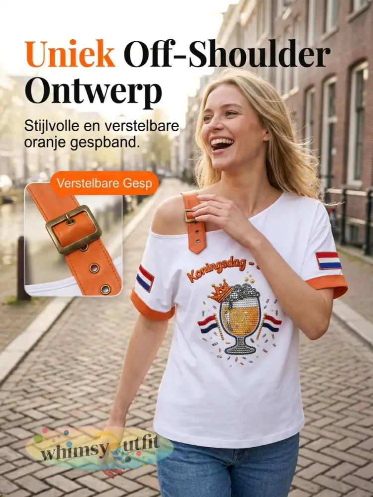 Dames Vintage Nederlandse Koningsdag Bier Casual T-shirt