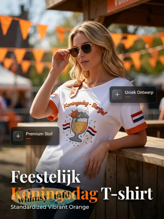 Dames Vintage Nederlandse Koningsdag Bier Casual T-shirt