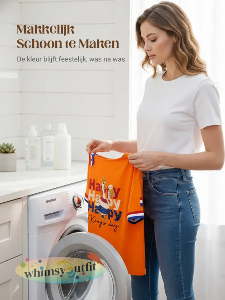 Dames Vintage Nederlandse Koningsdag Viering Casual T-shirt