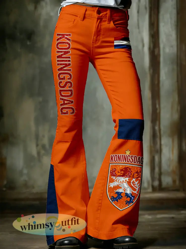 Damesbroeken in vintagestijl met uitlopende pijpen voor de Nederlandse Koningsdagviering - A / S