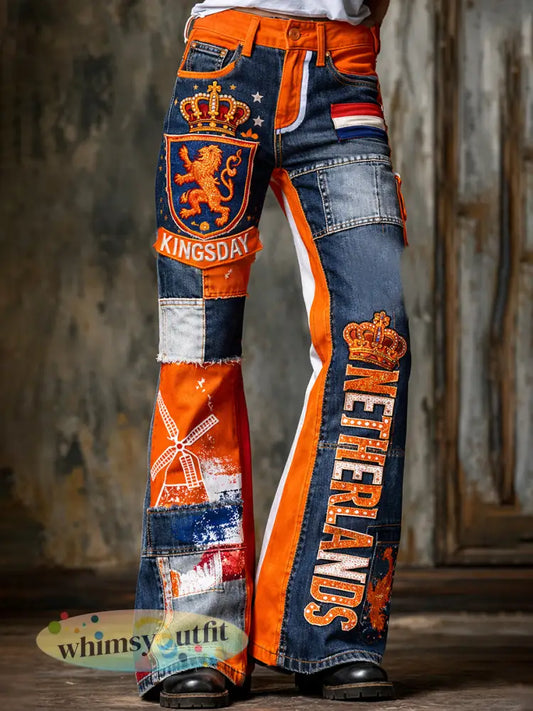 Damesbroeken in vintagestijl met uitlopende pijpen voor de Nederlandse Koningsdagviering - A / S