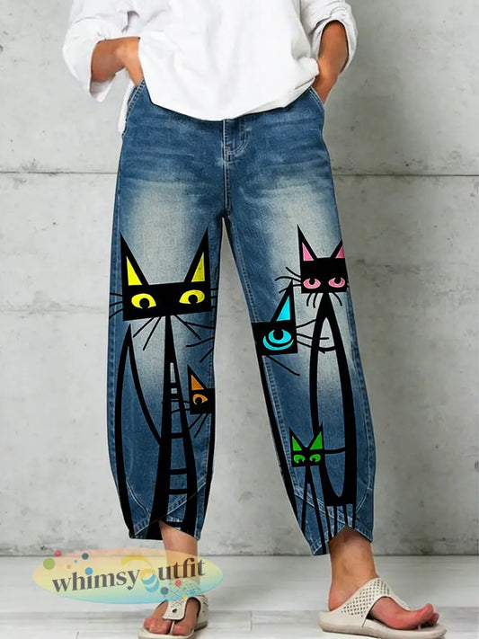 Damesbroeken met dierenprint - Blauw / S