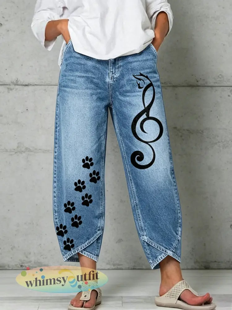 Damesbroeken met dierenprint - Blauw / S