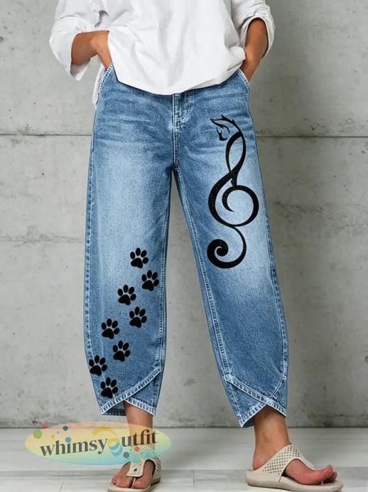 Damesbroeken met dierenprint - Blauw / S