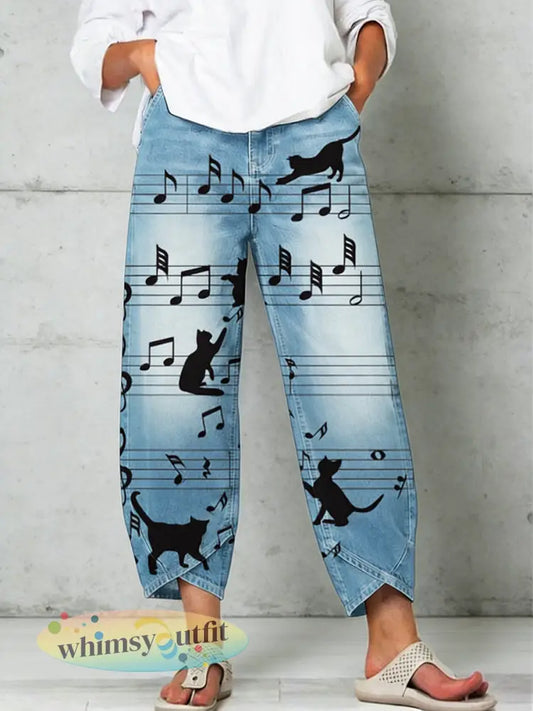 Damesbroeken met dierenprint - Blauw / S