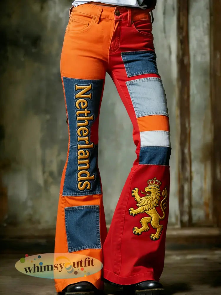 Damesbroeken met kunstprint ter herinnering aan Koningsdag - A / S