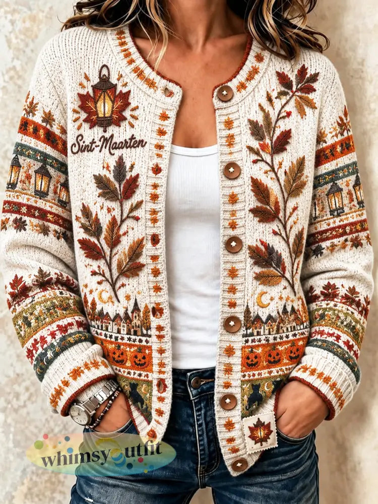 Damescasualvest in offwhite met Sint-Maartensprint - Romig-Wit / S