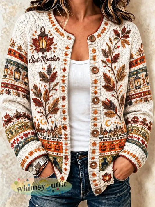 Damescasualvest in offwhite met Sint-Maartensprint - Romig-Wit / S