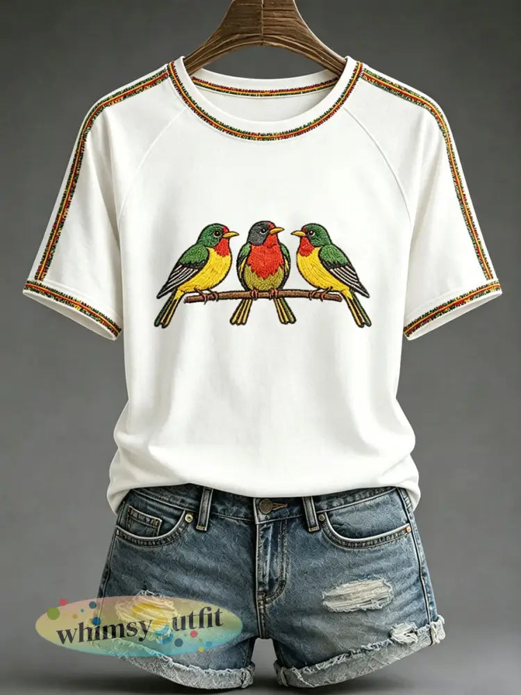 Dames‘Elke kleine ding komt goed’-geprinte casual T-shirt - Wit / S