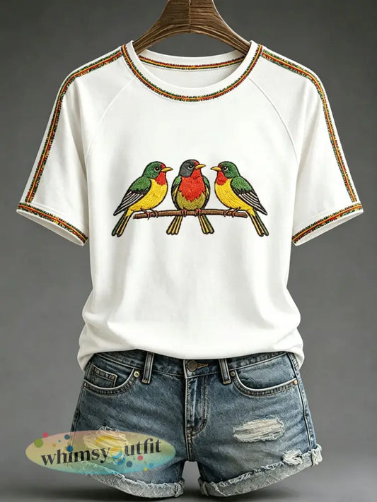 Dames‘Elke kleine ding komt goed’-geprinte casual T-shirt - Wit / S