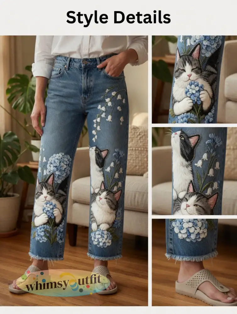 Damesjeans met dierenartprint