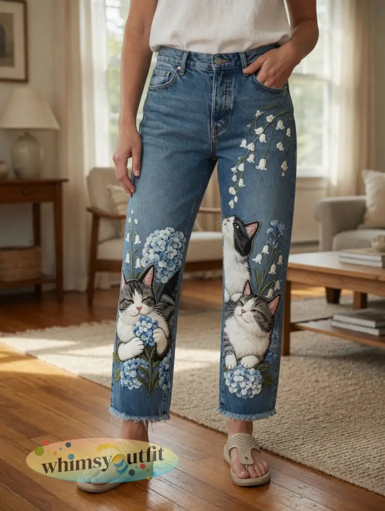 Damesjeans met dierenartprint