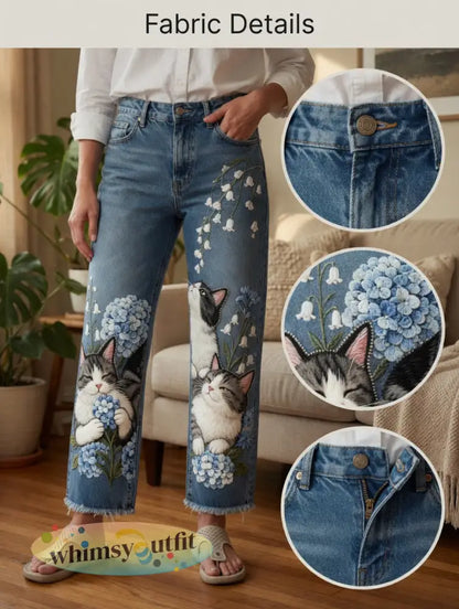 Damesjeans met dierenartprint