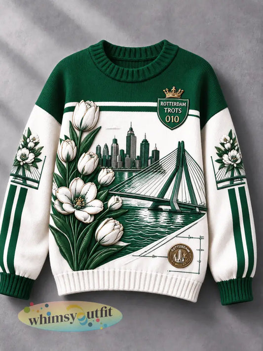 Damesjumper uit Holland met bloemenprint en patchwork casual stijl Rotterdam - Veelkleurig / S