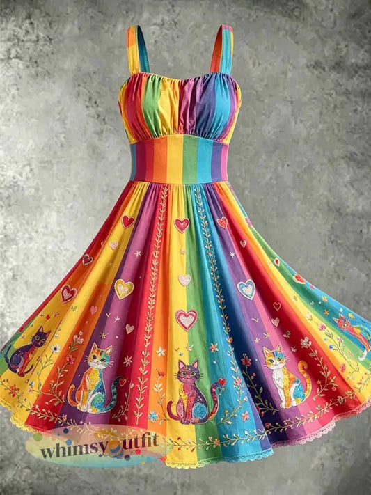 Damesjurk met regenboogbloemenprint - als foto / S