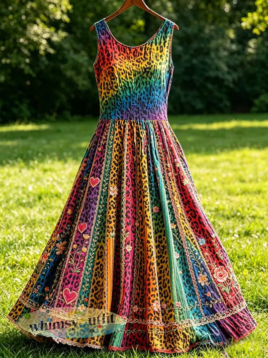 Damesjurk met regenboogbloemenprint - als foto / S