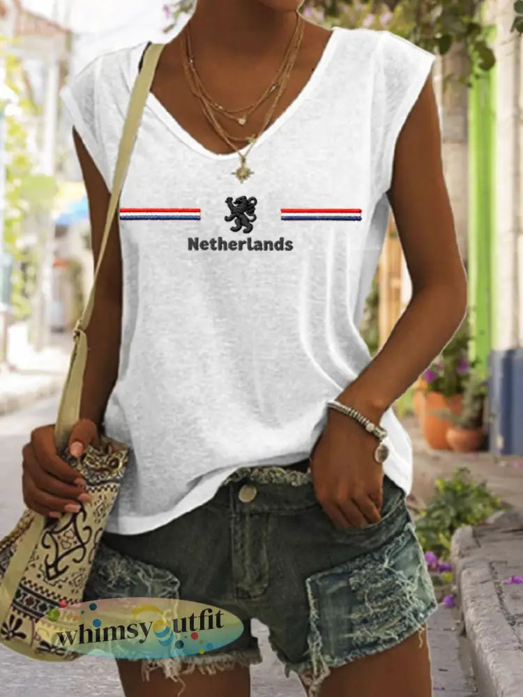 Dameskatoenen T-shirt voor Koningsdag - Wit / S