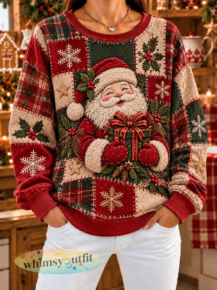 Dameskerstsweatshirt met print - als foto / S