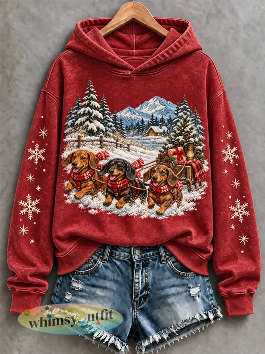 Dameskerstsweatshirt normaal model - Wijnrood / S