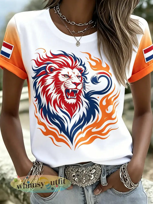 Dameskleding Koningsdag-herdenkingskunstprint top - A / S