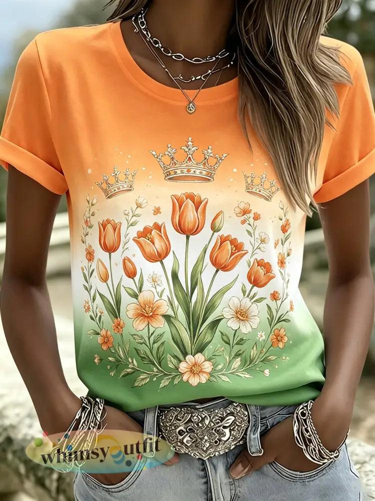Dameskleding Koningsdag-herdenkingskunstprint top - A / S