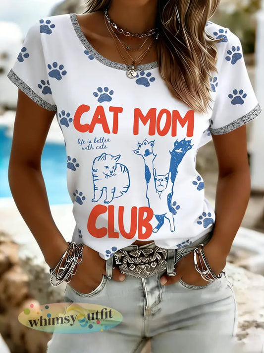 Damesmode Moederdag bedrukt casual T-shirt - als foto / S