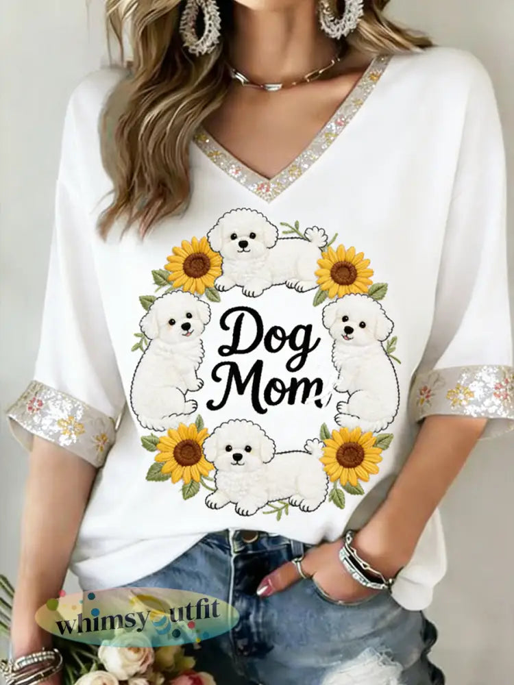 Damesmode Moederdag Gedrukte Casual Top - als foto / S