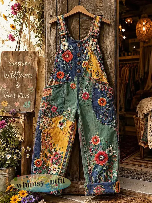 Damesoveralls met bloemenprint - Veelkleurig / S