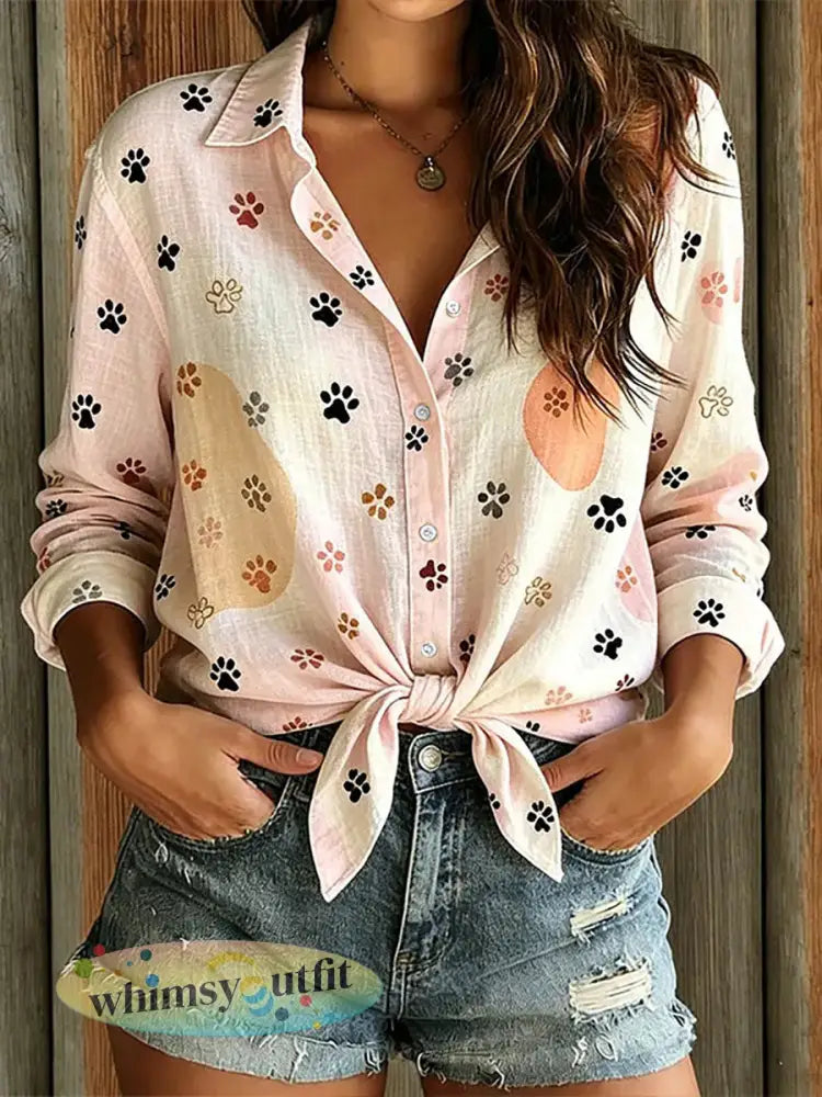 Damesoverhemd met kattenprint casual - als foto / S