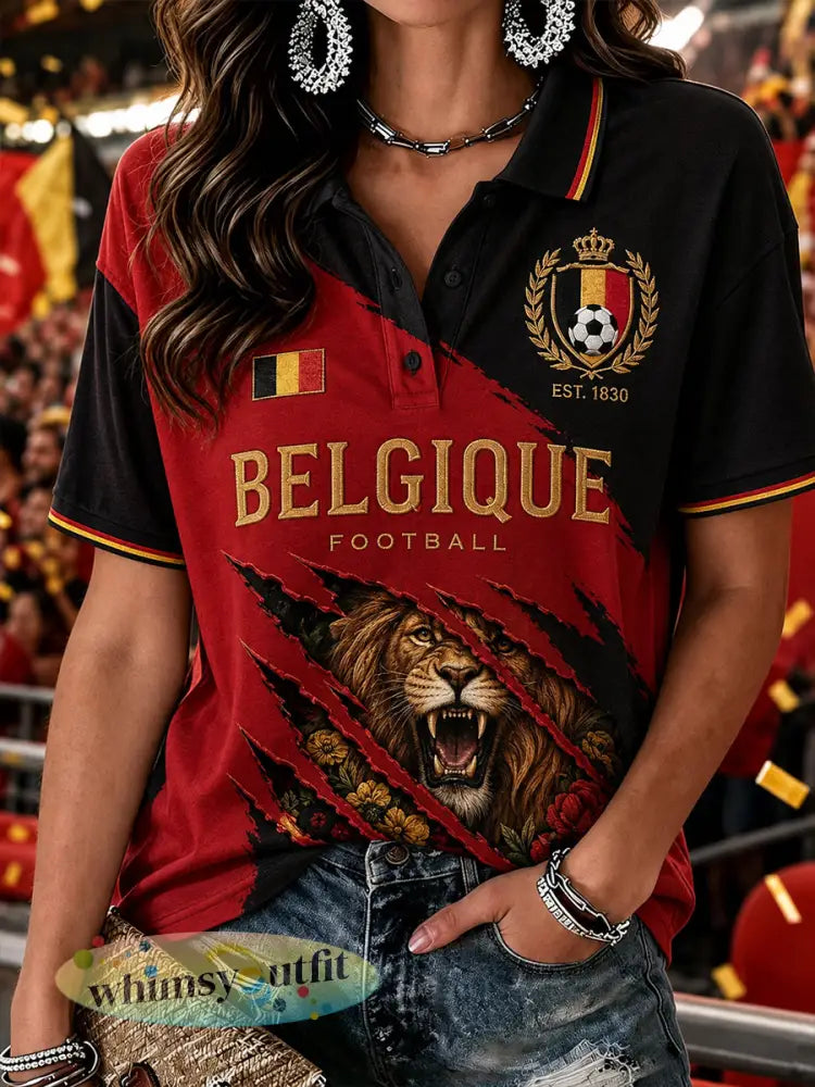 Damespoloshirt met korte mouwen en voetbalprint - A / S