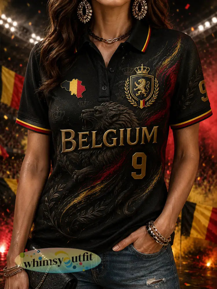 Damespoloshirt met korte mouwen en voetbalprint - A / S
