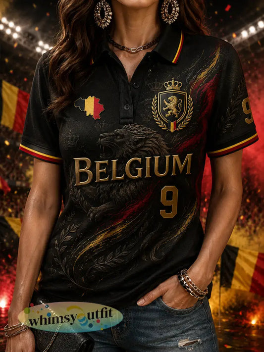 Damespoloshirt met korte mouwen en voetbalprint - A / S