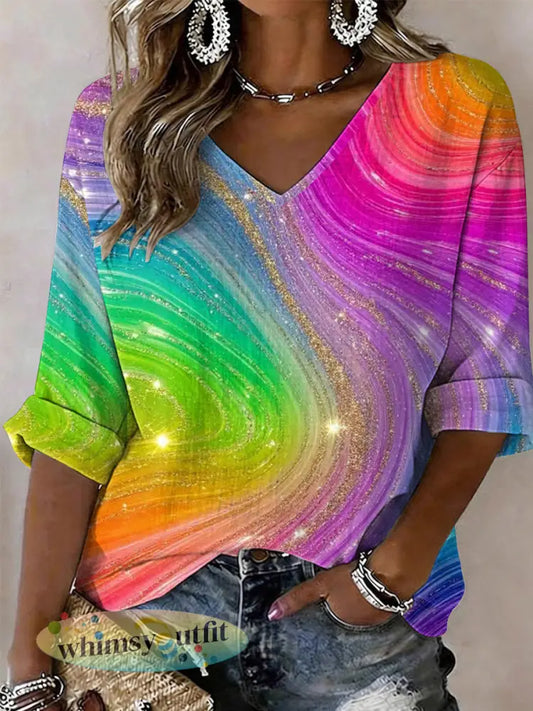 Damespride-maand print casual t-shirt - als foto / S