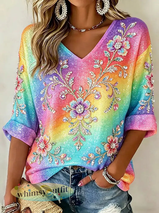 Damespride-maand print casual t-shirt - als foto / S