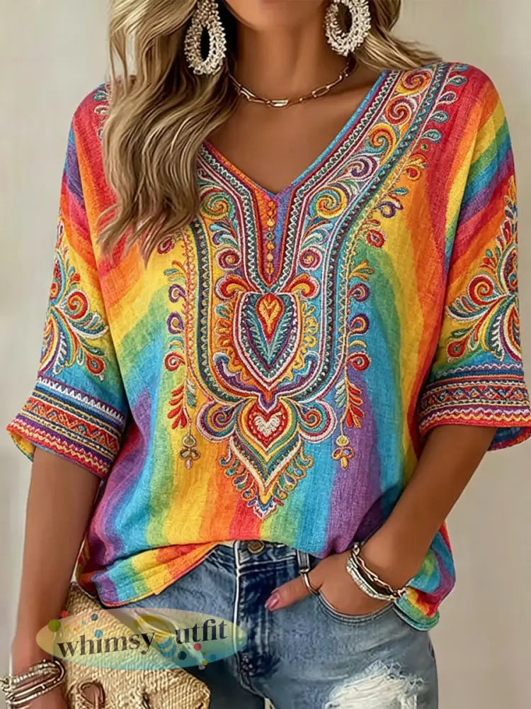 Damespride-maand print casual t-shirt - als foto / S