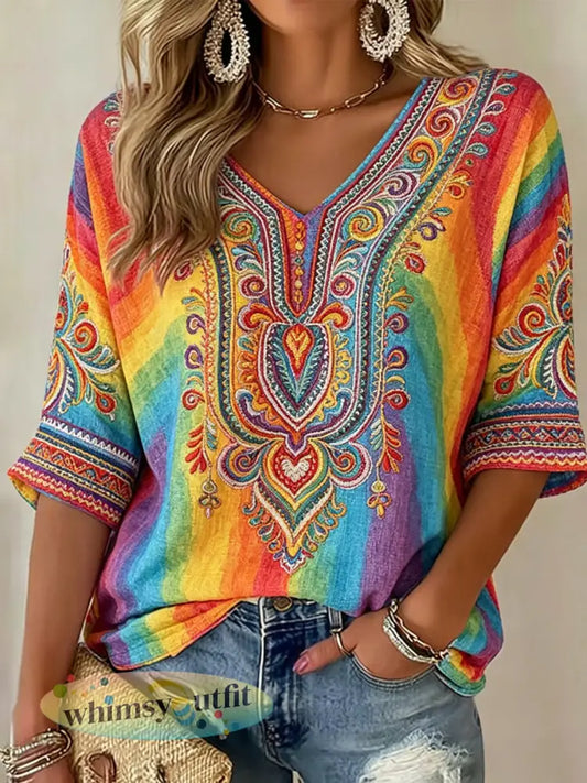 Damespride-maand print casual t-shirt - als foto / S