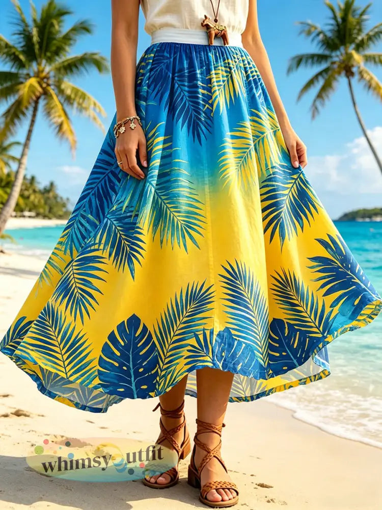 Damesrok in vintagestijl met landschapsprint casual - A / S