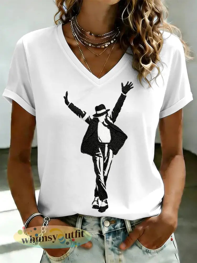 Damesshirt geïnspireerd door popmuziek - Wit / S