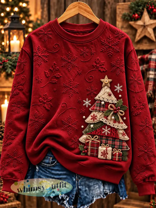 Damessweatshirt met kerstprint - Rood / S