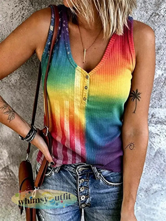 Damesvest met regenboogprint casual - als foto / S