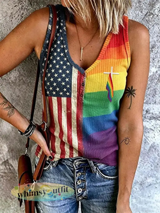 Damesvest met regenboogprint casual - als foto / S