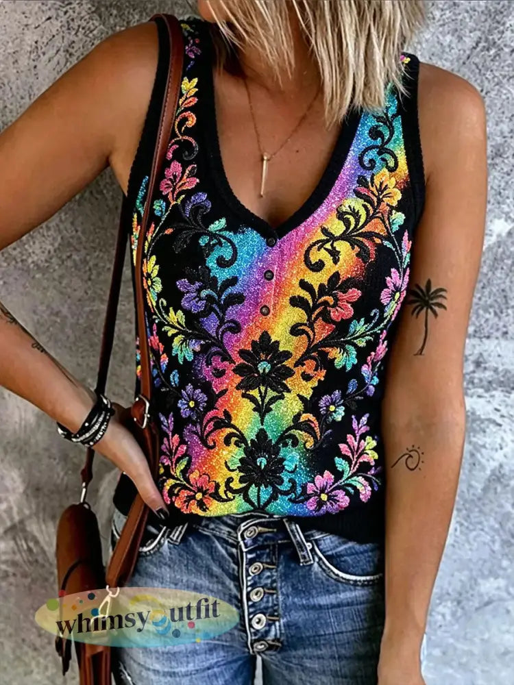 Damesvest met regenboogprint casual - als foto / S