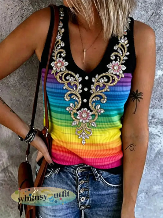 Damesvest met regenboogprint casual - als foto / S