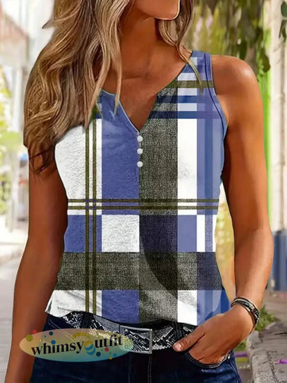 Damesvest met ruitpatroon en casual stijl - Blauw / S