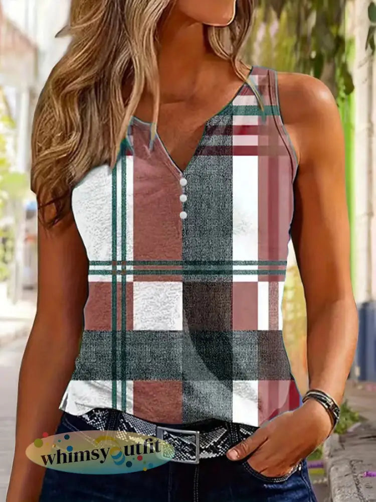 Damesvest met ruitpatroon en casual stijl - Rood / S