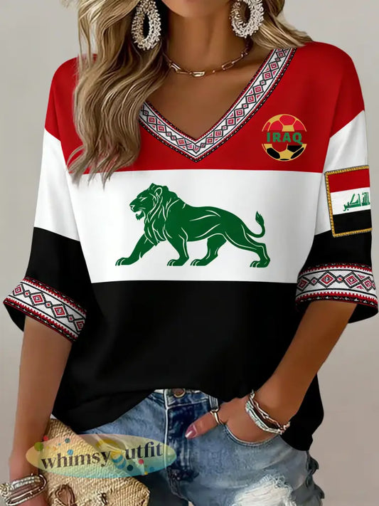 Damesvoetbalwedstrijd Irak gejuich kunstprint fan-t-shirt - A / S